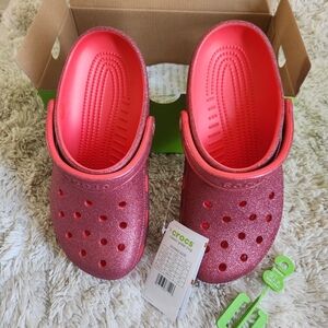 CROCS Kids Glitter Water Shoes - Hot Pink